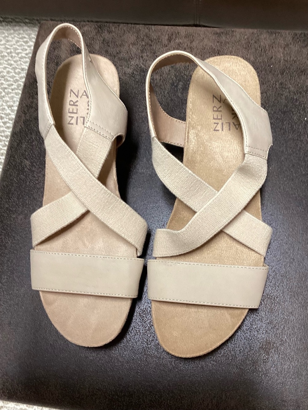 Naturalizer Taupe Crisscross Slingback Sandals - Comfortable Women’s Shoes